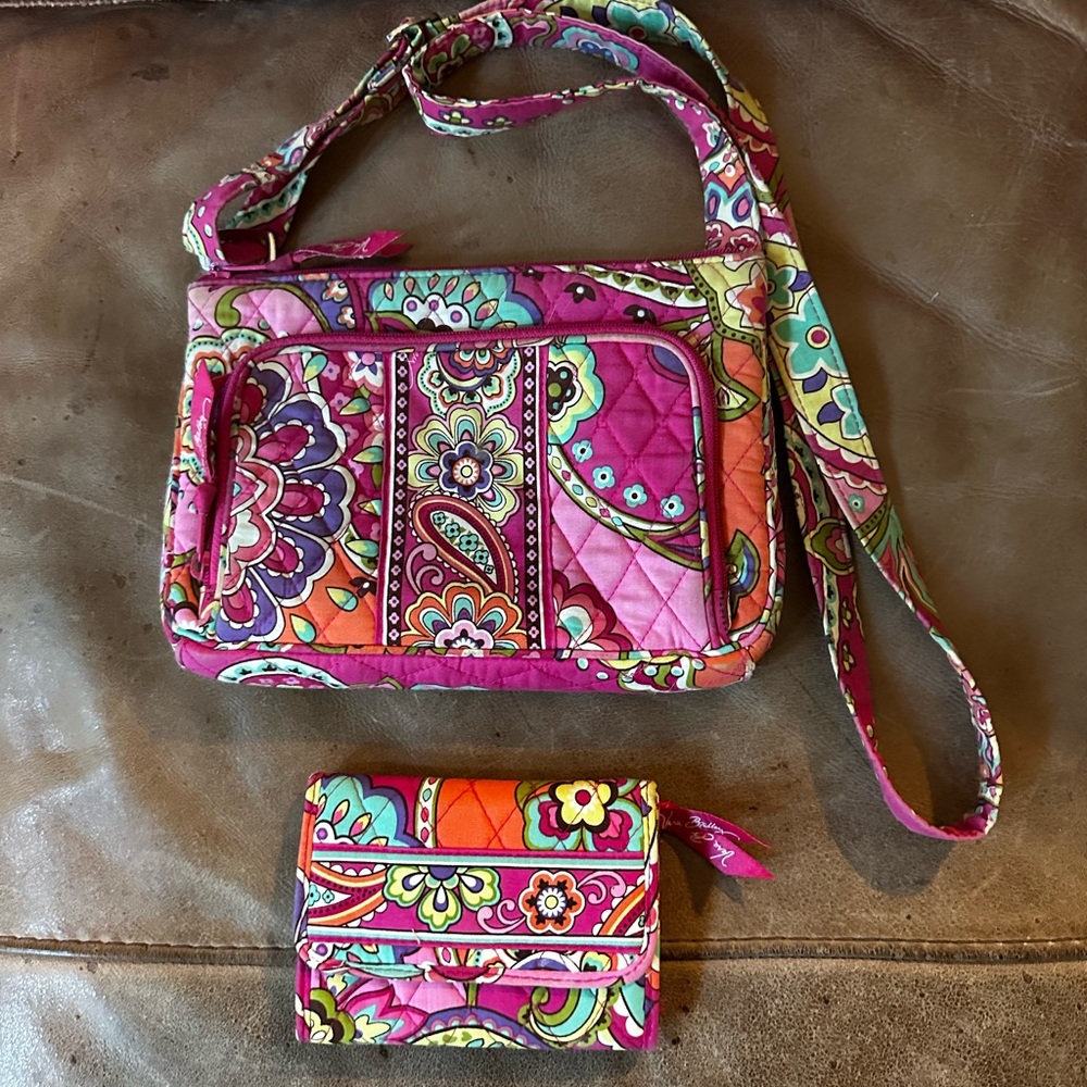Vera Bradley Pink Paisley crossbody and wallet